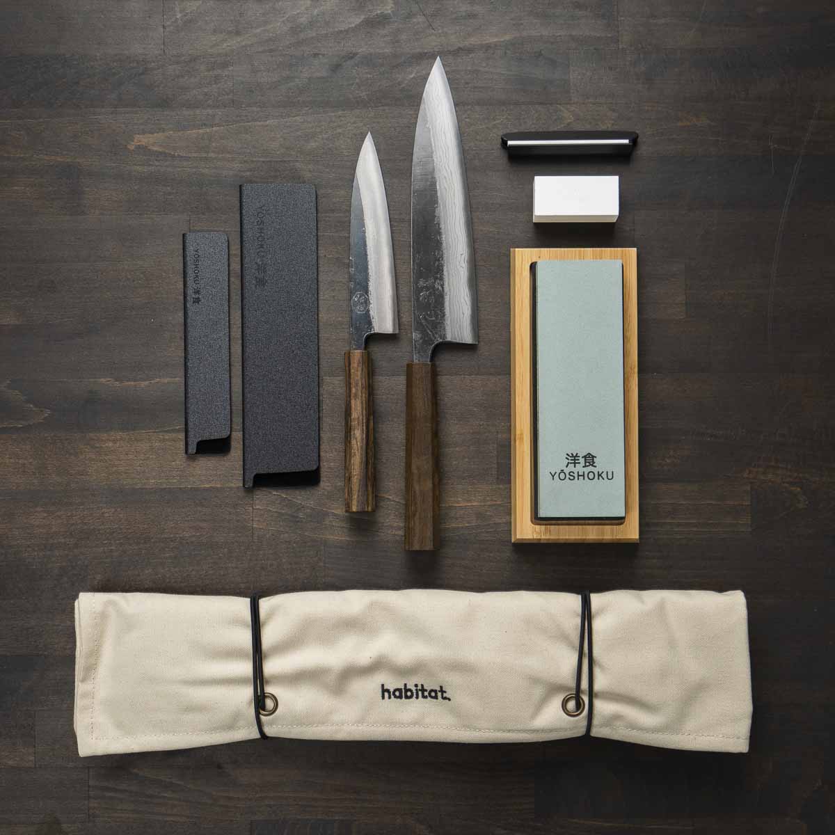 Hatsukokoro Kumokage Blue 2 - 2 Knife Set with Knife Roll - Image 4