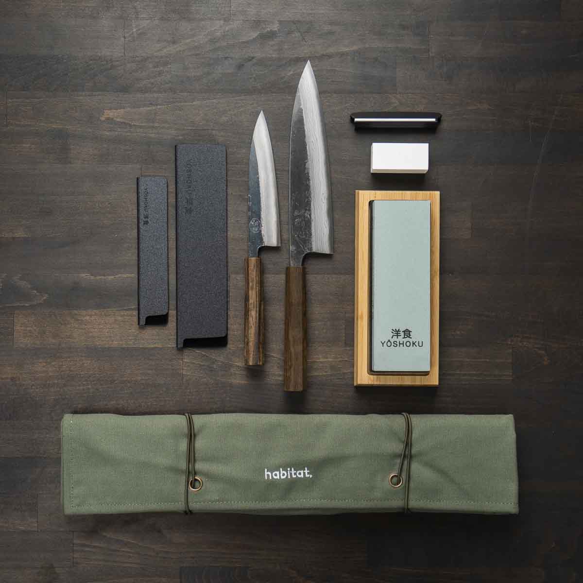 Hatsukokoro Kumokage Blue 2 - 2 Knife Set with Knife Roll - Image 5