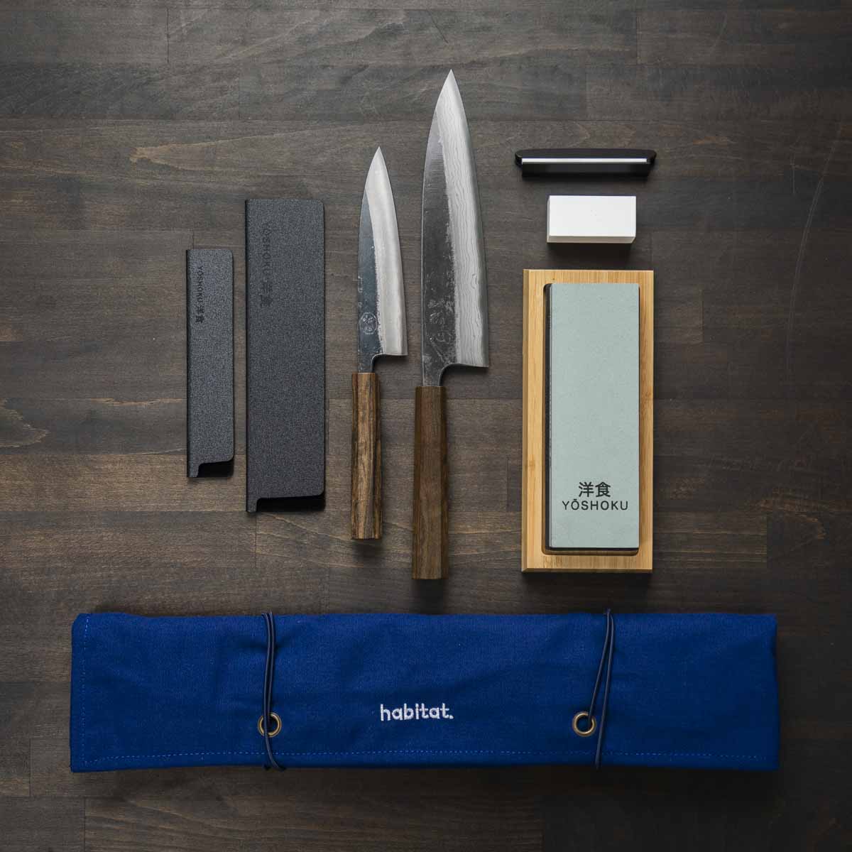 Hatsukokoro Kumokage Blue 2 - 2 Knife Set with Knife Roll - Image 6