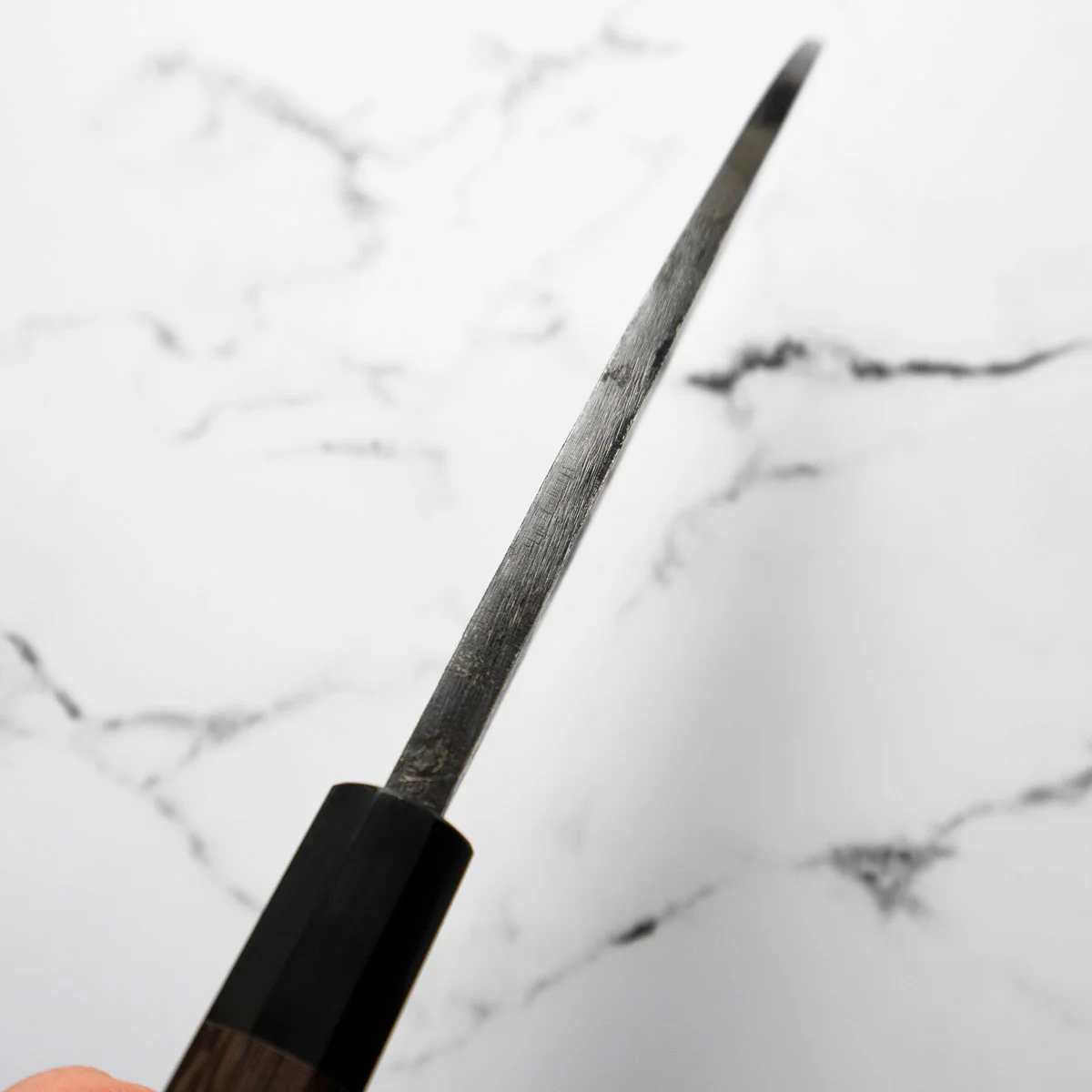 Hatsukokoro Kurokaze Blue 2 Kurouchi Double Bevel Deba 180mm - Image 4