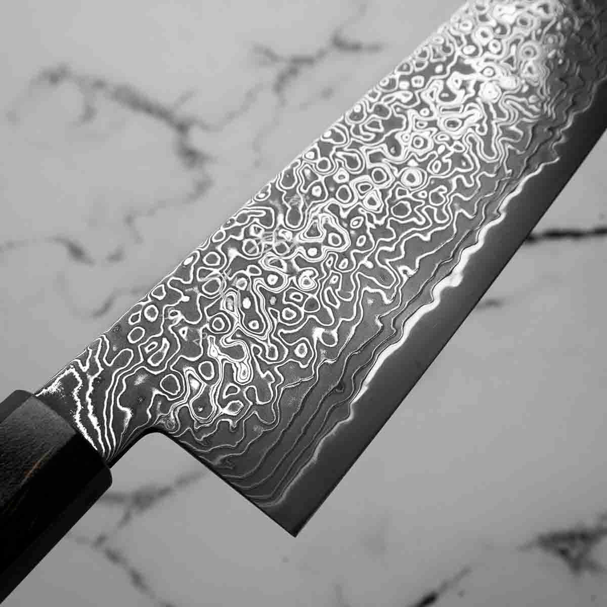 Hatsukokoro Ryuhyo Kurozome SG2 Damascus Bunka 180mm - Maple Turquoise - Image 4