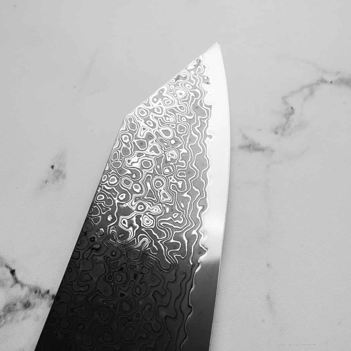 Hatsukokoro Ryuhyo Kurozome SG2 Damascus Bunka 180mm - Maple Turquoise - Image 3