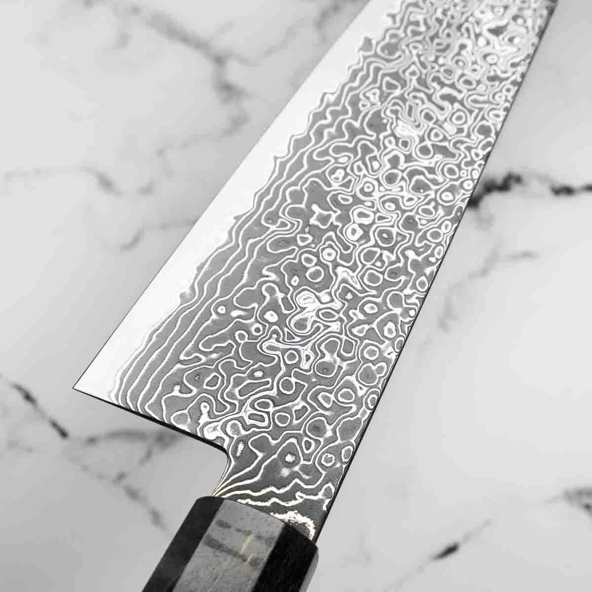 Hatsukokoro Ryuhyo Kurozome SG2 Damascus Bunka 180mm - Maple Turquoise - Image 5