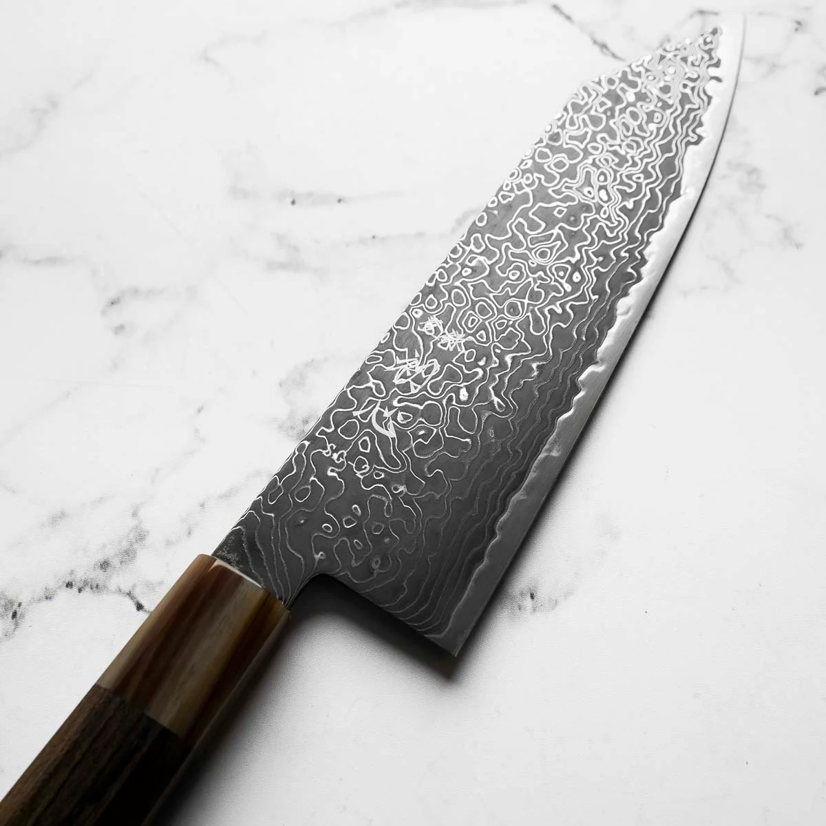 Hatsukokoro Ryuhyo Kurozome SG2 Damascus Bunka 180mm - Persimmon - Image 3