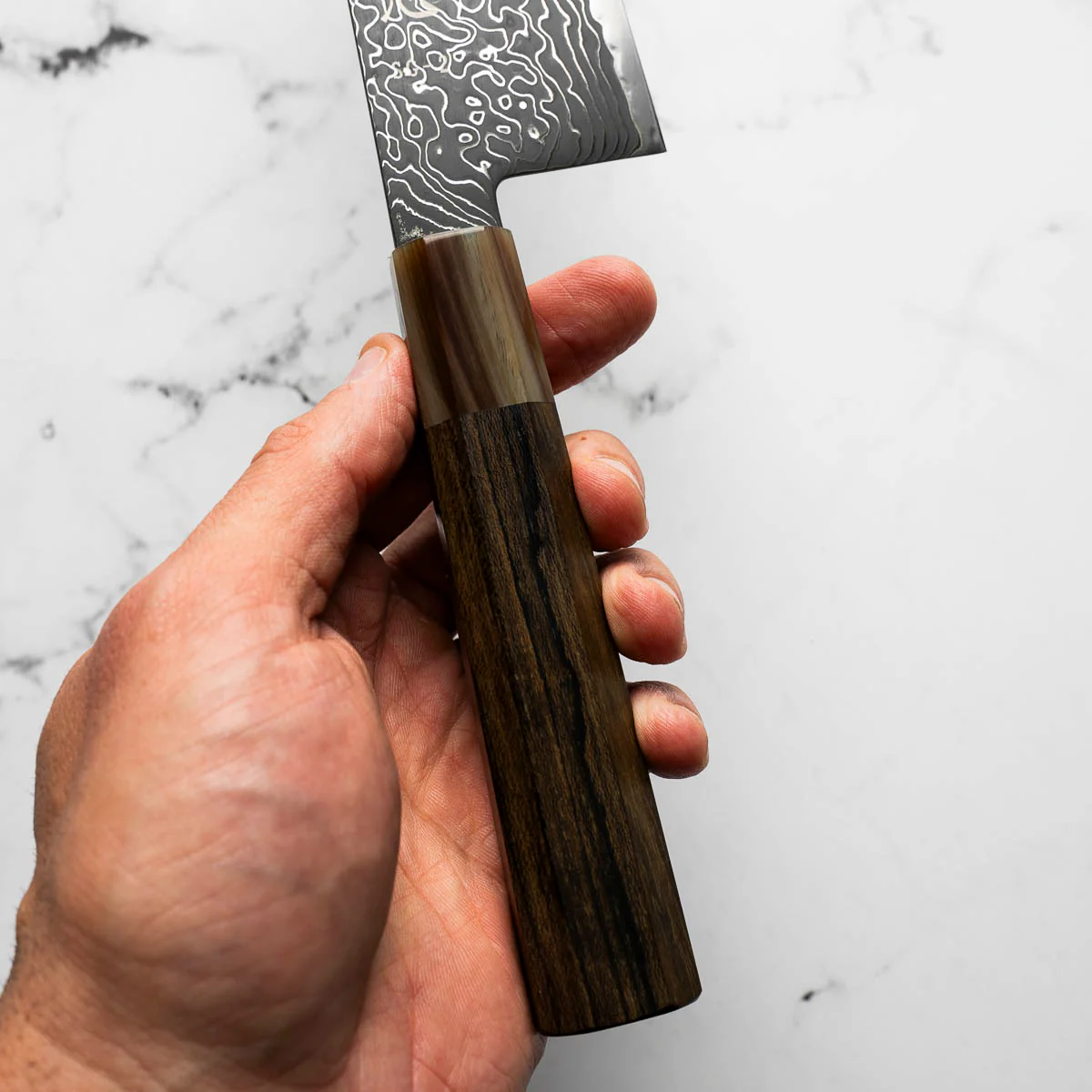 Hatsukokoro Ryuhyo Kurozome SG2 Damascus Bunka 180mm - Persimmon - Image 4