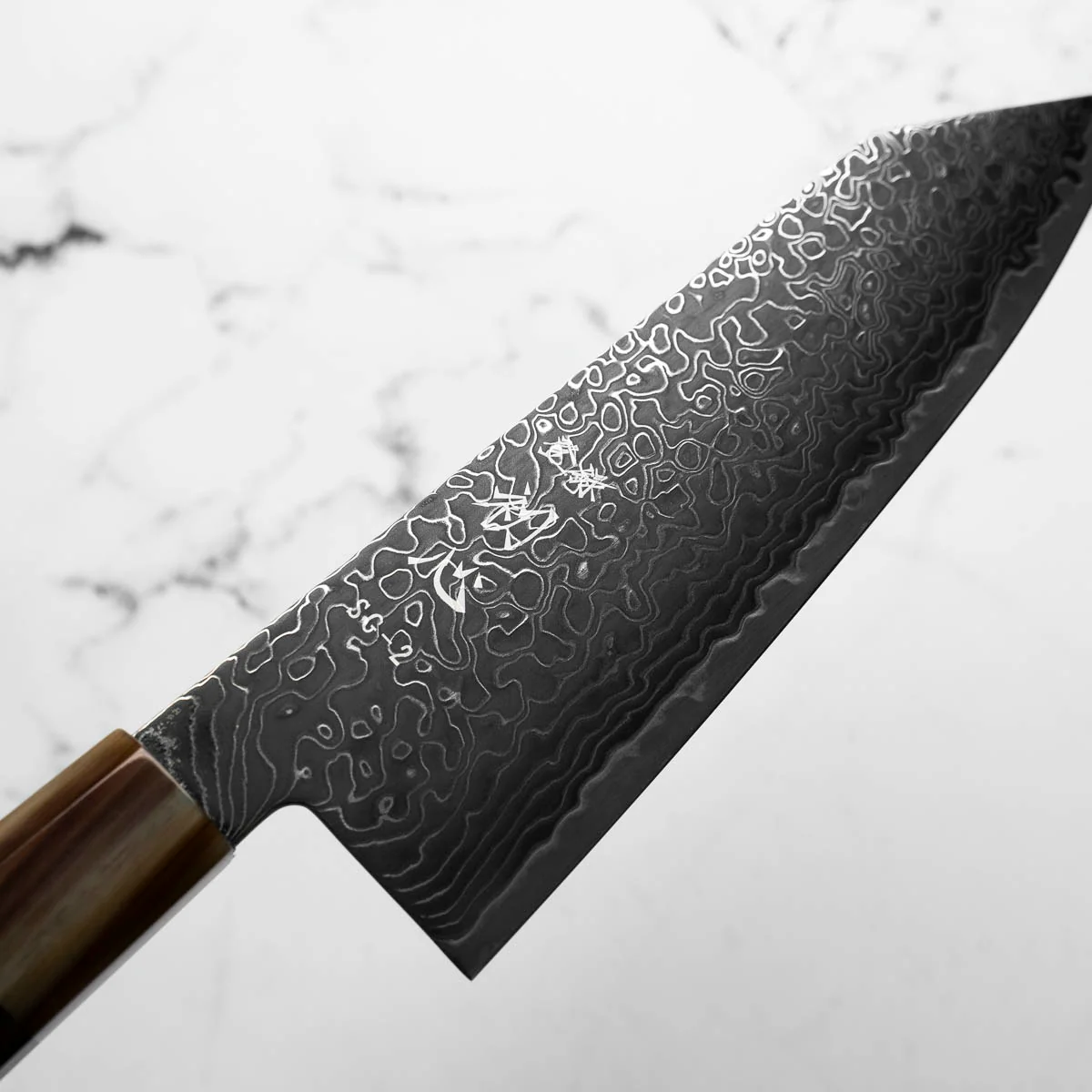 Hatsukokoro Ryuhyo Kurozome SG2 Damascus Bunka 180mm - Persimmon - Image 5