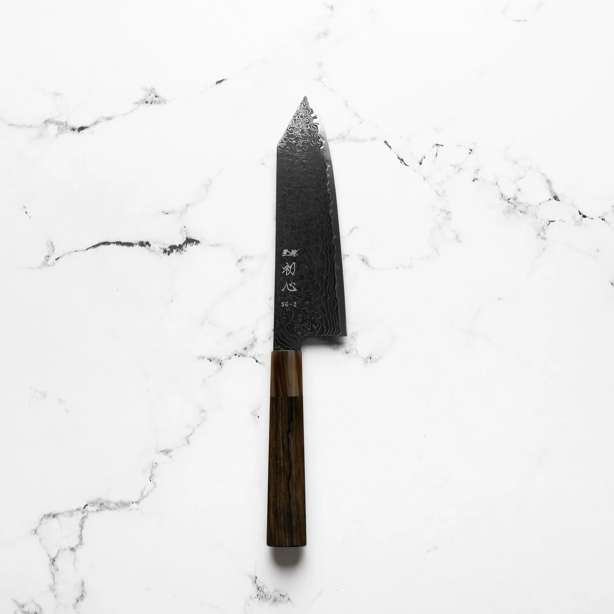 Hatsukokoro Ryuhyo Kurozome SG2 Damascus Bunka 180mm - Persimmon - Image 6
