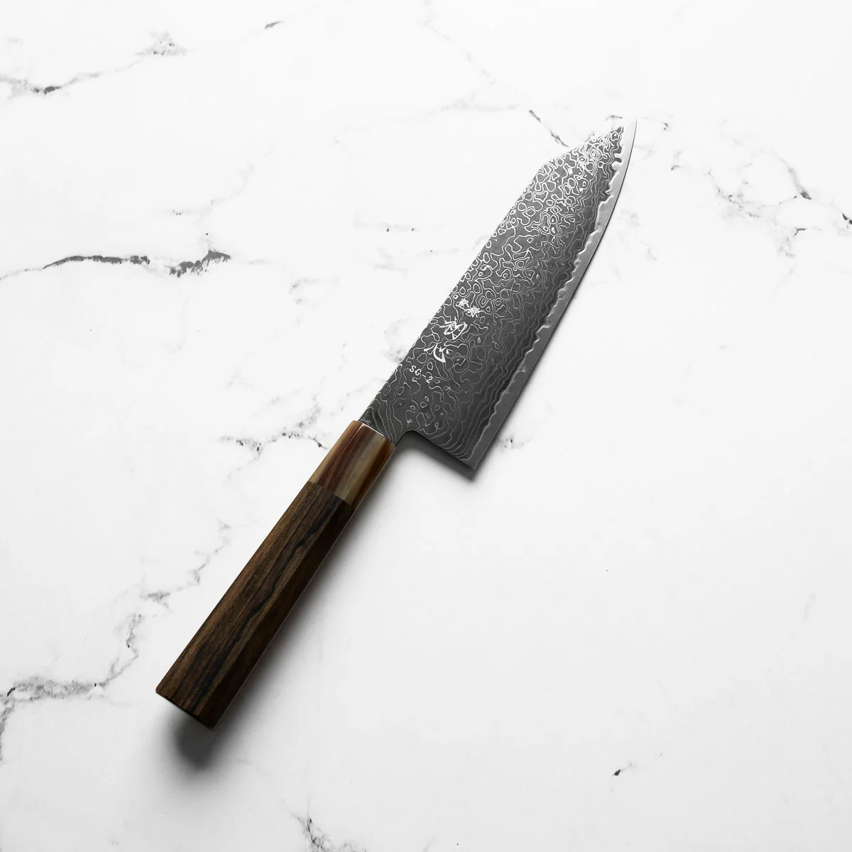 Hatsukokoro Ryuhyo Kurozome SG2 Damascus Bunka 180mm - Persimmon - Image 7