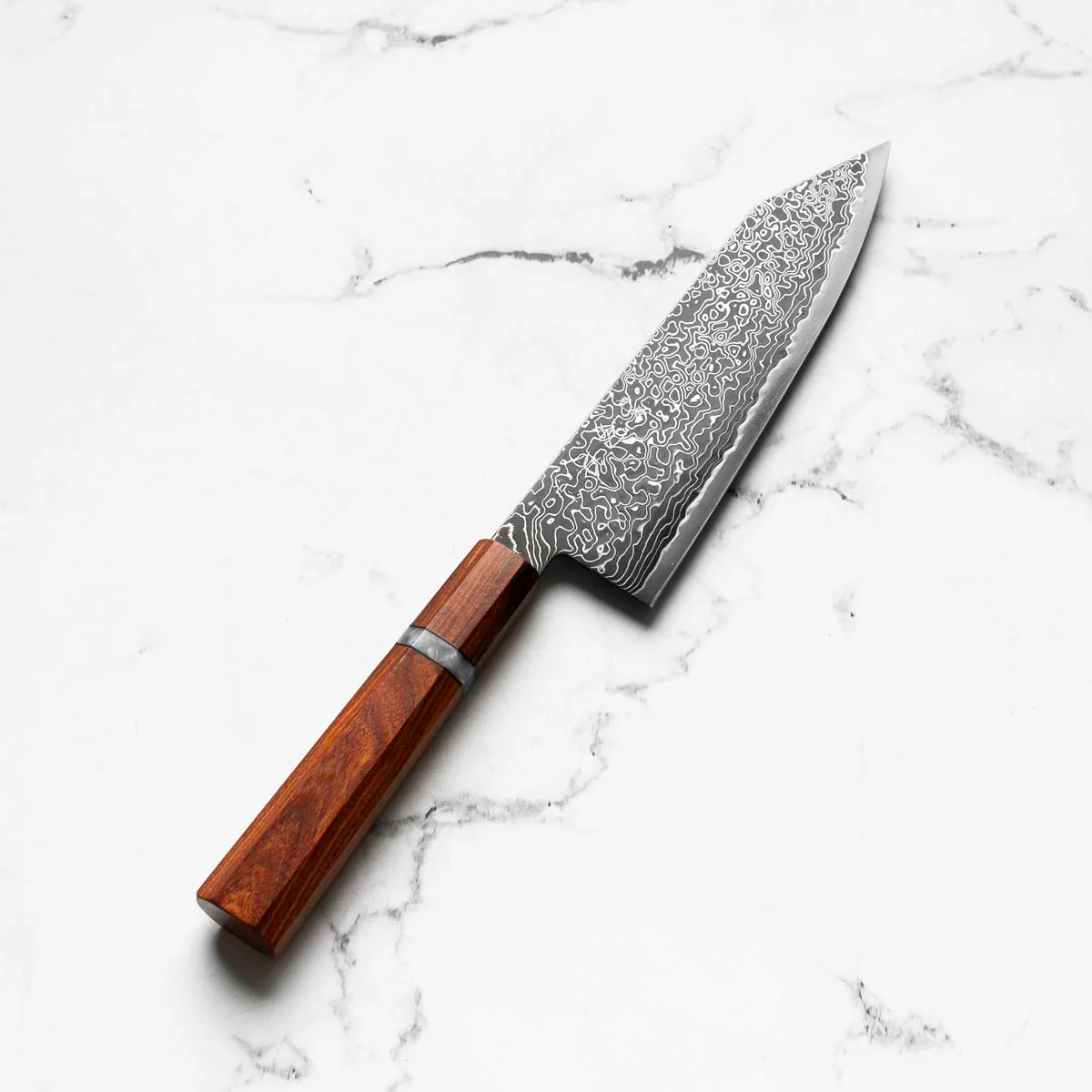 Hatsukokoro Ryuhyo Kurozome SG2 Damascus Bunka 180mm - Sandalwood - Image 2