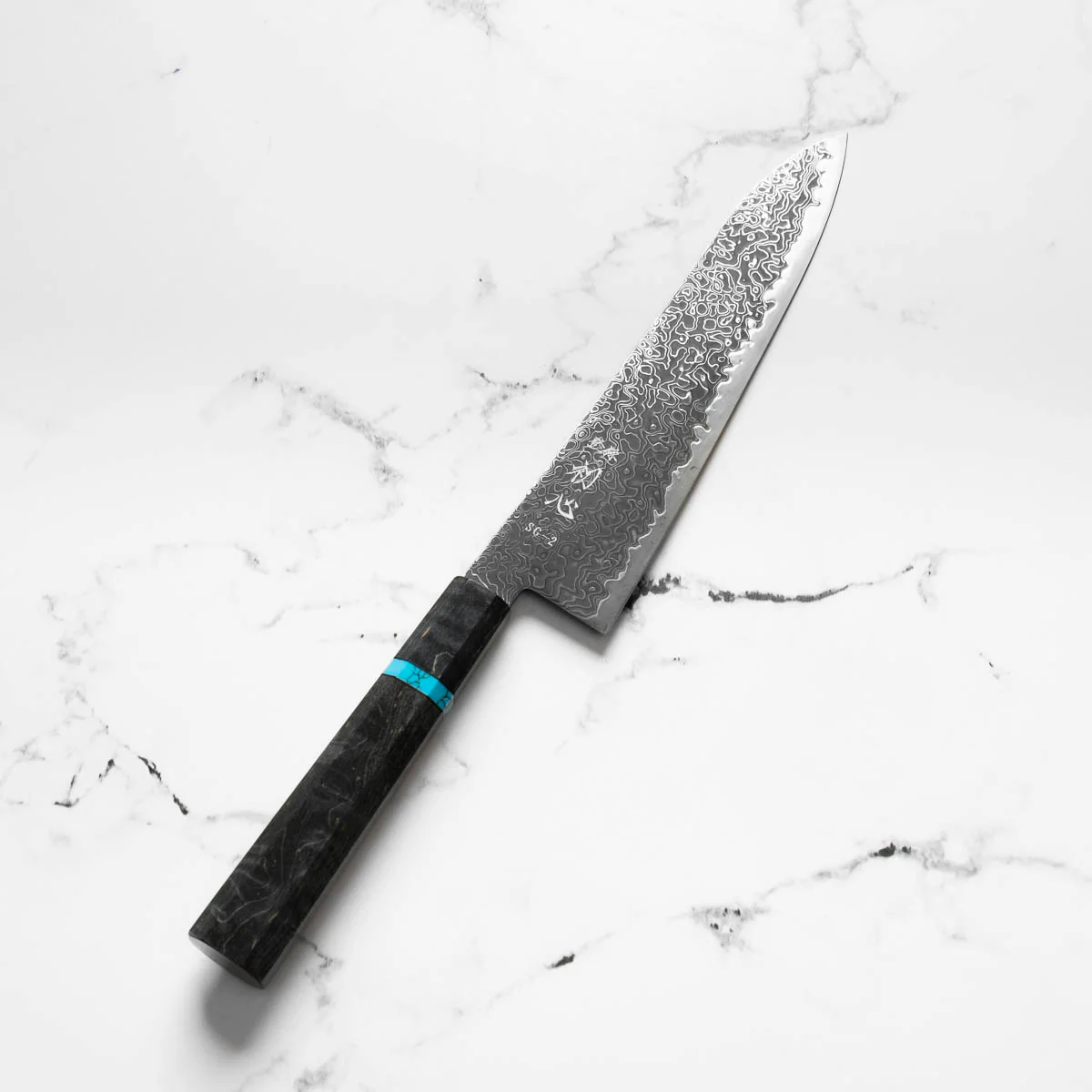Hatsukokoro Ryuhyo Kurozome SG2 Damascus Gyuto 210mm -  Maple Turquoise - Image 3