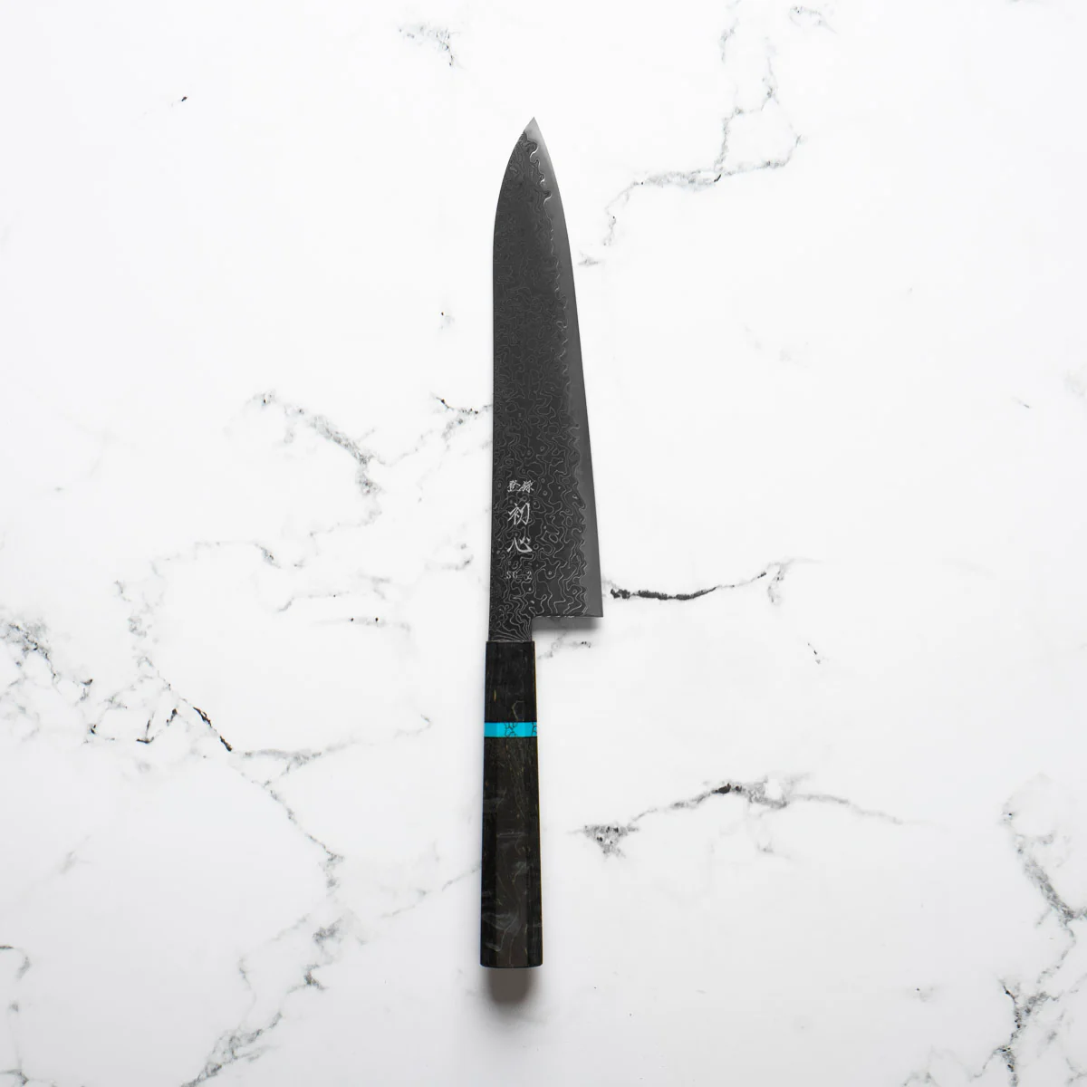 Hatsukokoro Ryuhyo Kurozome SG2 Damascus Gyuto 210mm -  Maple Turquoise - Image 4