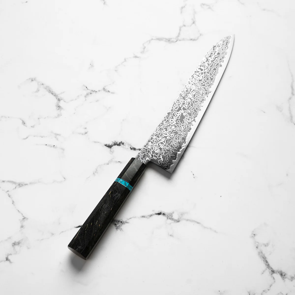 Hatsukokoro Ryuhyo Kurozome SG2 Damascus Gyuto 240mm -  Maple Turquoise - Image 2