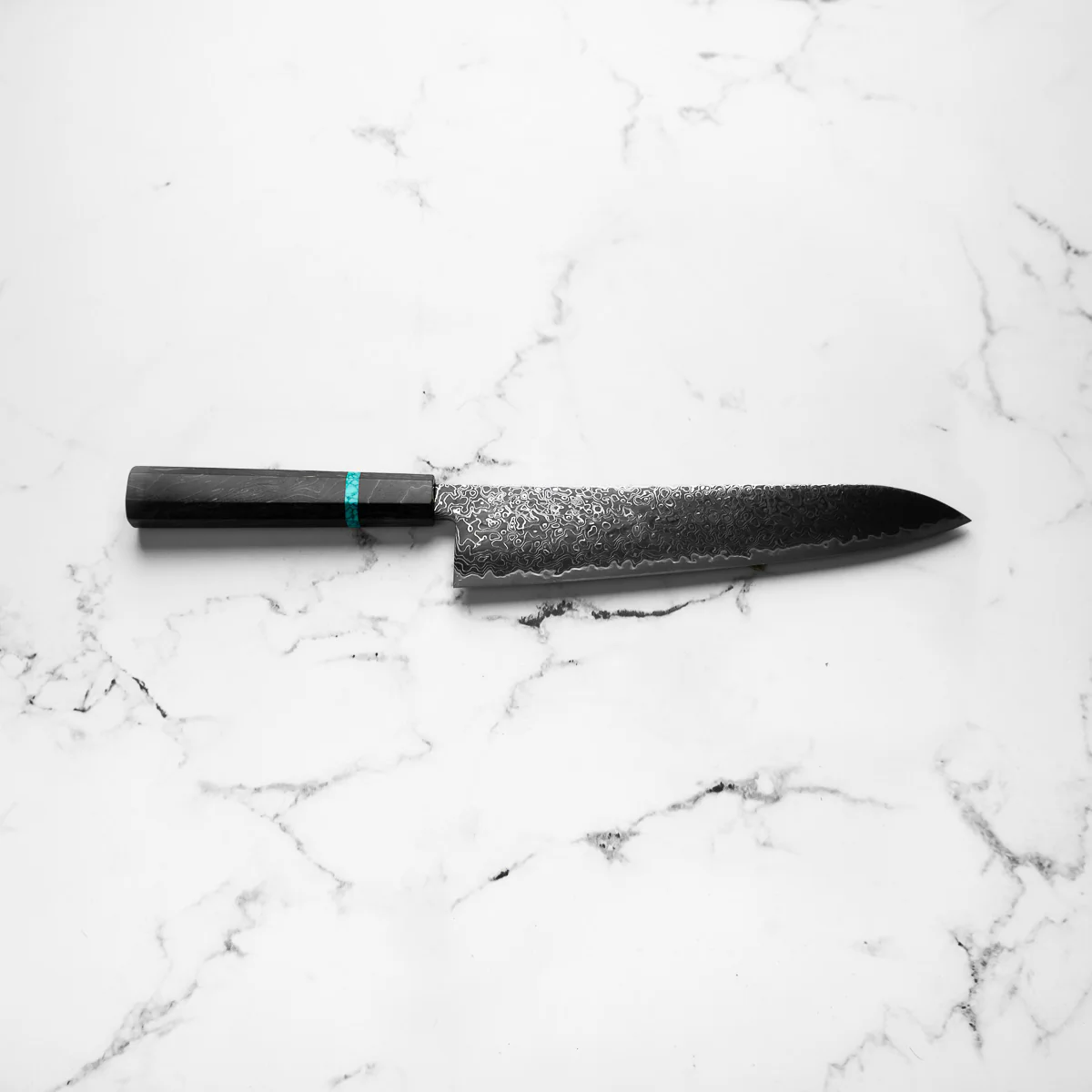 Hatsukokoro Ryuhyo Kurozome SG2 Damascus Gyuto 240mm -  Maple Turquoise - Image 3
