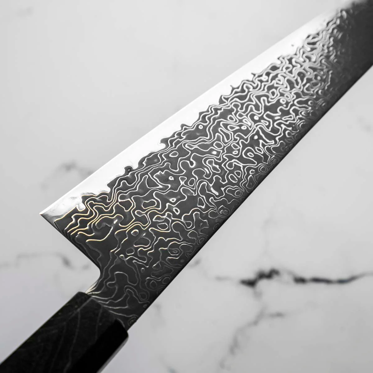 Hatsukokoro Ryuhyo Kurozome SG2 Damascus Kiritsuke Gyuto 210mm -  Maple Turquoise - Image 6