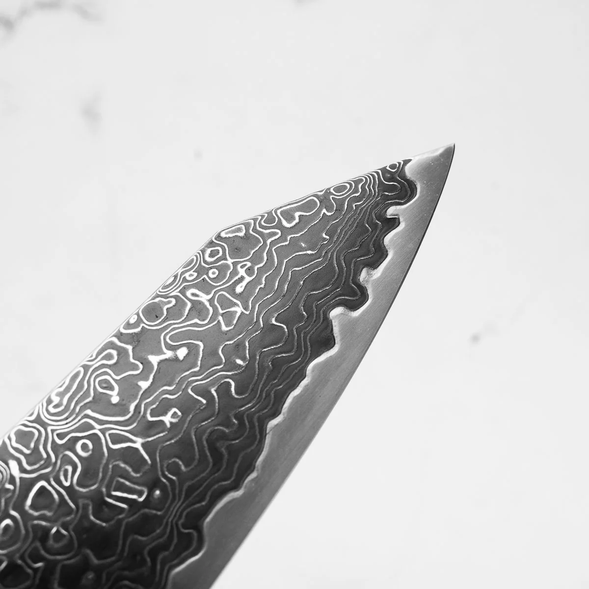 Hatsukokoro Ryuhyo Kurozome SG2 Damascus Kiritsuke Gyuto 210mm -  Persimmon - Image 7