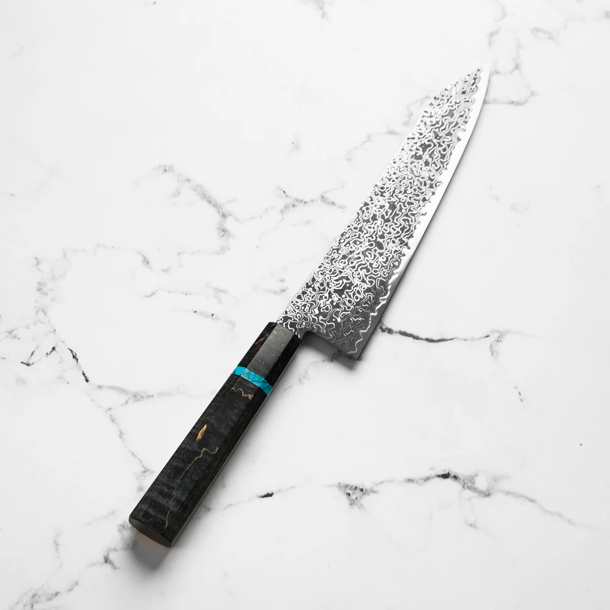 Hatsukokoro Ryuhyo Kurozome SG2 Damascus Kiritsuke Gyuto 240mm - Maple Turquoise - Image 2