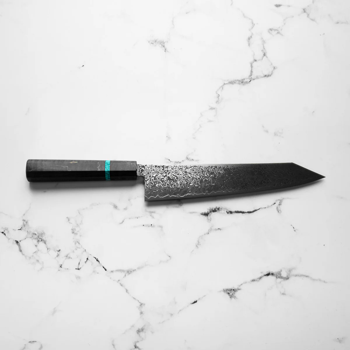 Hatsukokoro Ryuhyo Kurozome SG2 Damascus Kiritsuke Gyuto 240mm - Maple Turquoise - Image 3