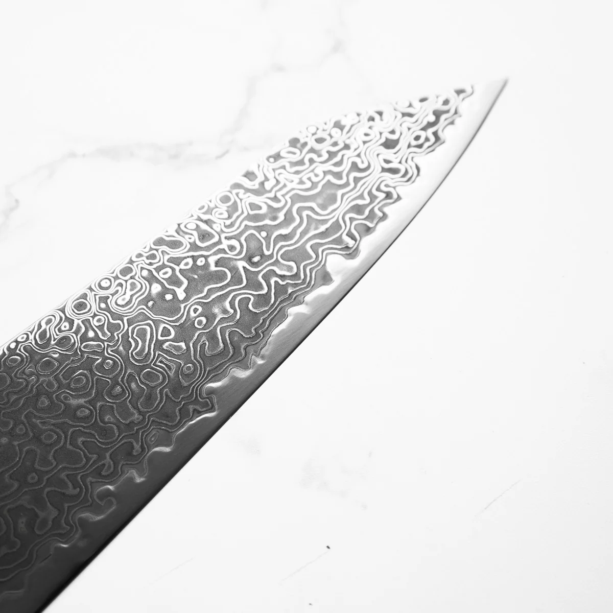 Hatsukokoro Ryuhyo Kurozome SG2 Damascus Kiritsuke Gyuto 240mm - Maple Turquoise - Image 6