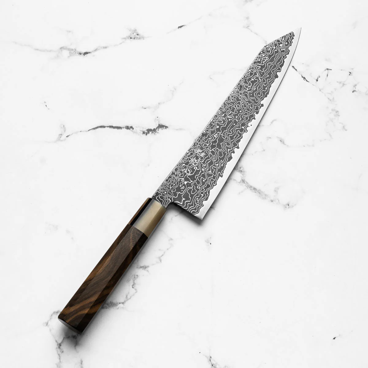 Hatsukokoro Ryuhyo Kurozome SG2 Damascus Kiritsuke Gyuto 240mm - Persimmon - Image 2