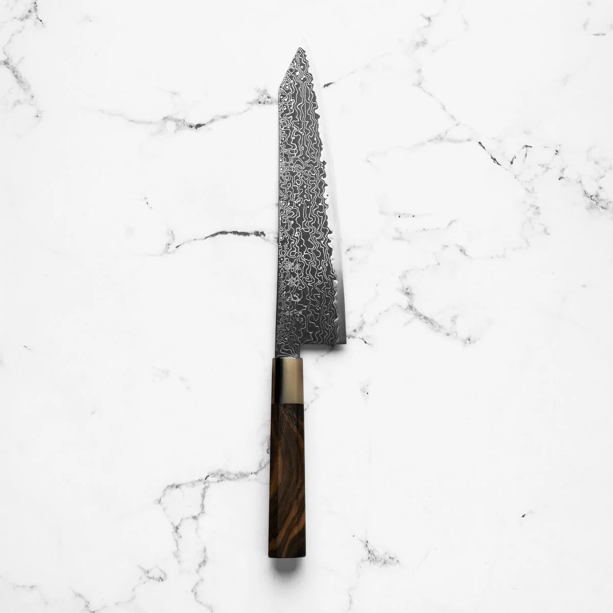Hatsukokoro Ryuhyo Kurozome SG2 Damascus Kiritsuke Gyuto 240mm - Persimmon - Image 3