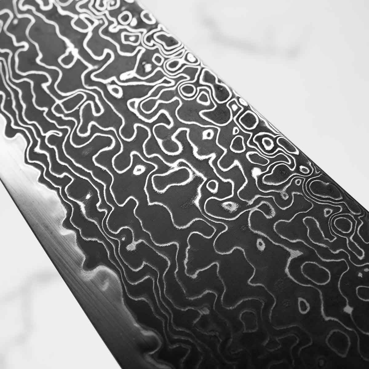 Hatsukokoro Ryuhyo Kurozome SG2 Damascus Kiritsuke Gyuto 240mm - Persimmon - Image 6