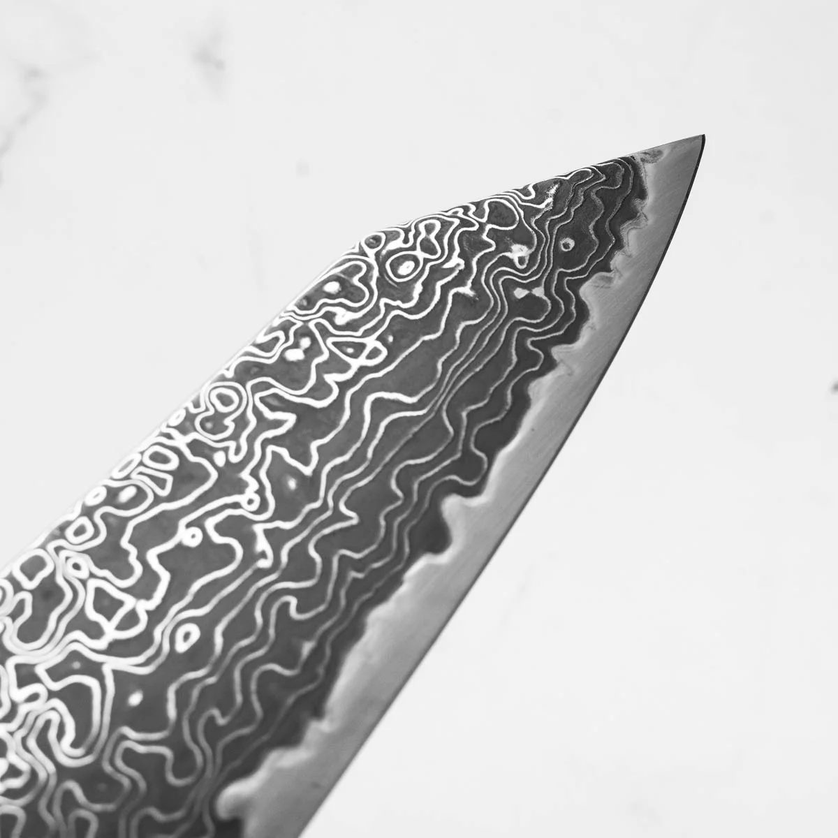 Hatsukokoro Ryuhyo Kurozome SG2 Damascus Kiritsuke Gyuto 240mm - Persimmon - Image 7