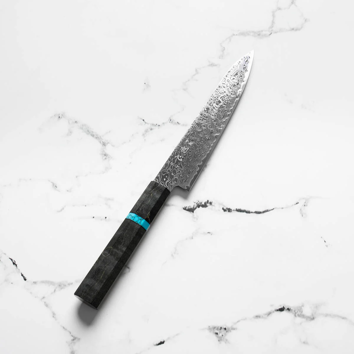 Hatsukokoro Ryuhyo Kurozome SG2 Damascus Petty 150mm - Maple Turquoise - Image 2