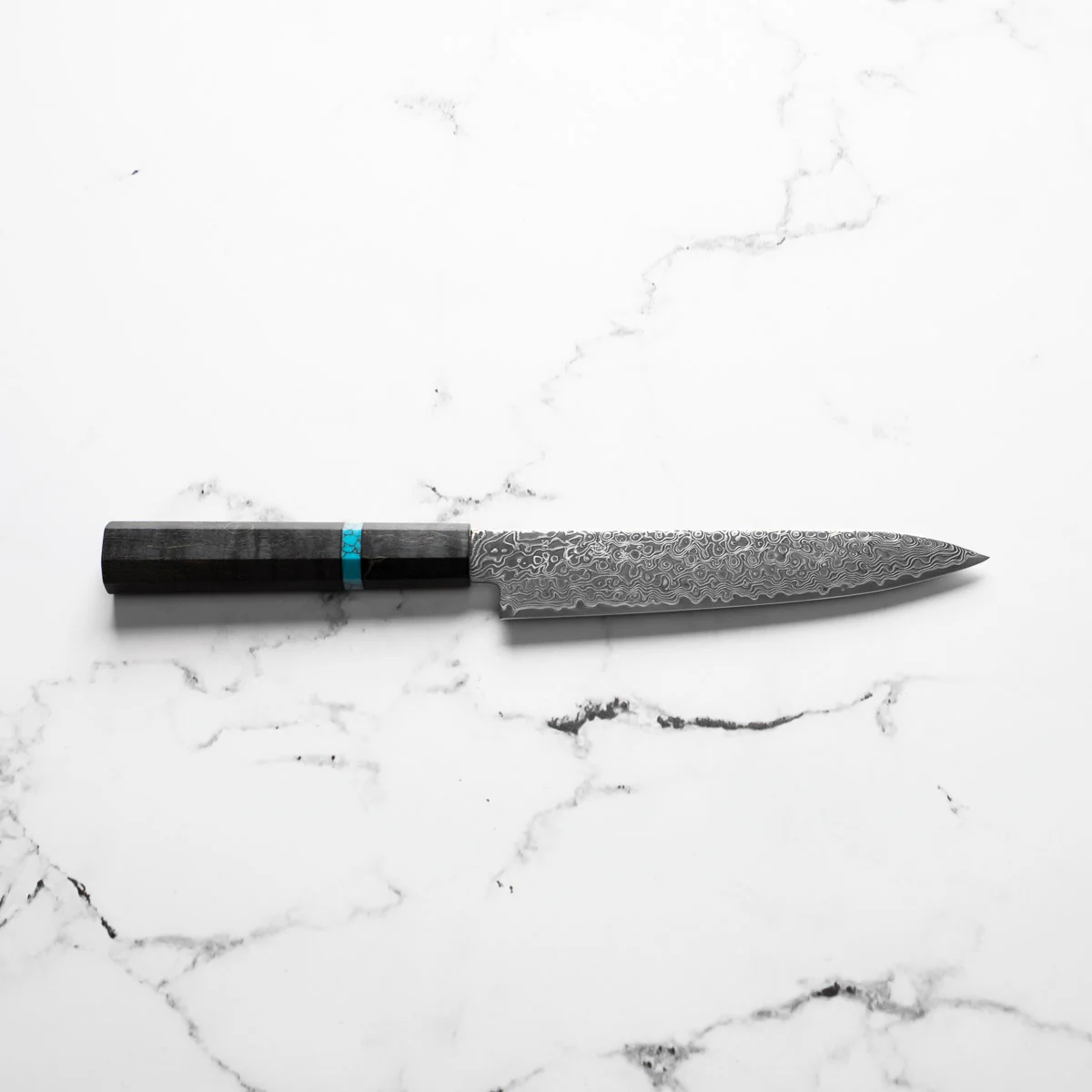 Hatsukokoro Ryuhyo Kurozome SG2 Damascus Petty 150mm - Maple Turquoise - Image 4