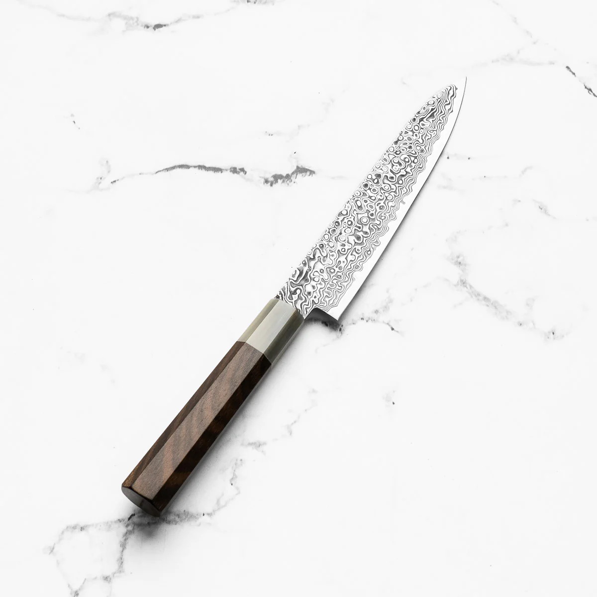 Hatsukokoro Ryuhyo Kurozome SG2 Damascus Petty 150mm - Persimmon - Image 2