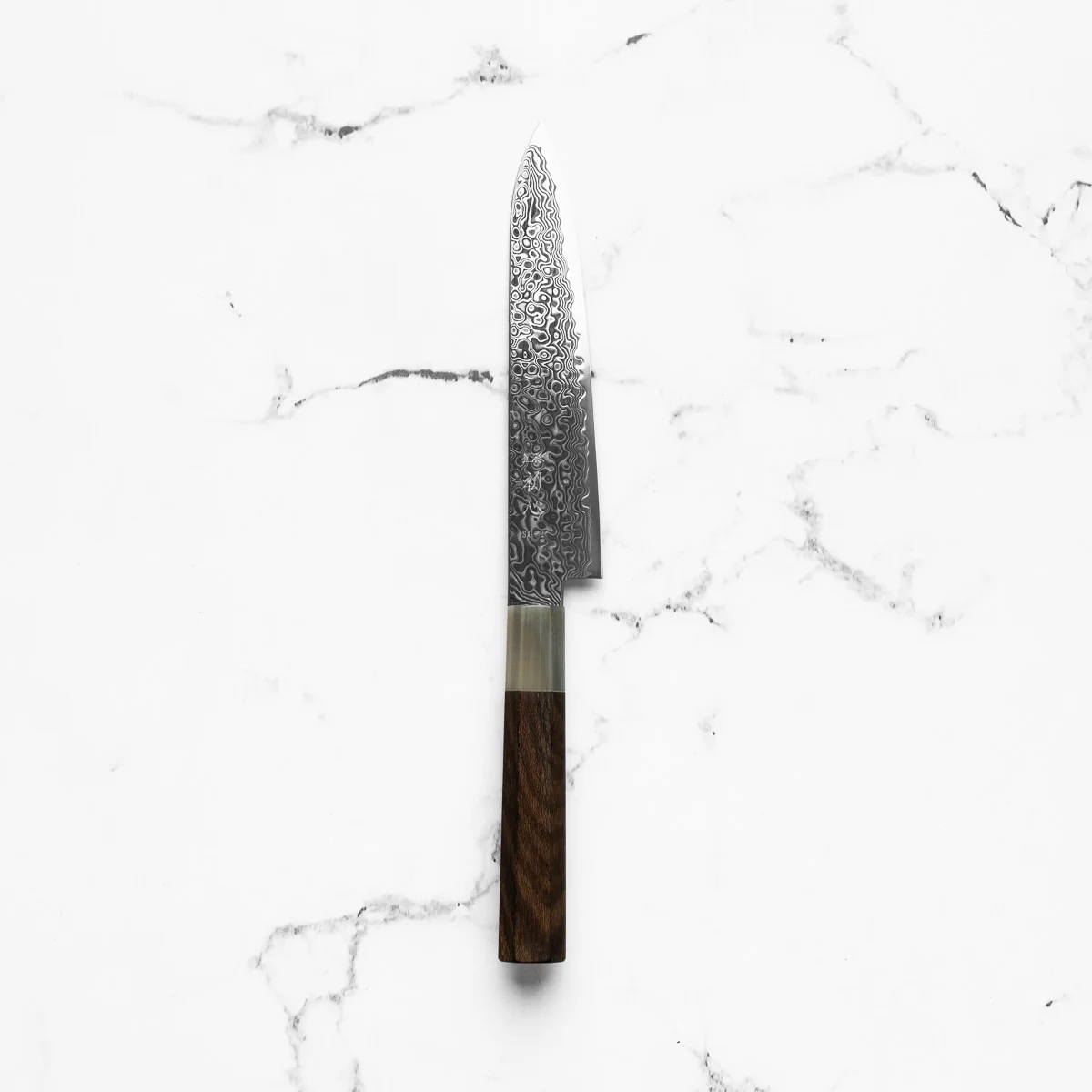 Hatsukokoro Ryuhyo Kurozome SG2 Damascus Petty 150mm - Persimmon - Image 3