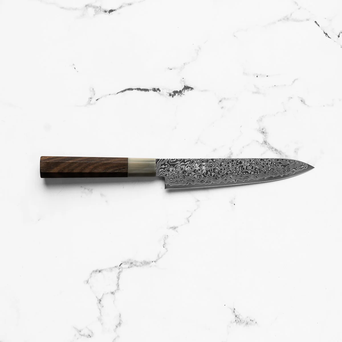 Hatsukokoro Ryuhyo Kurozome SG2 Damascus Petty 150mm - Persimmon - Image 4