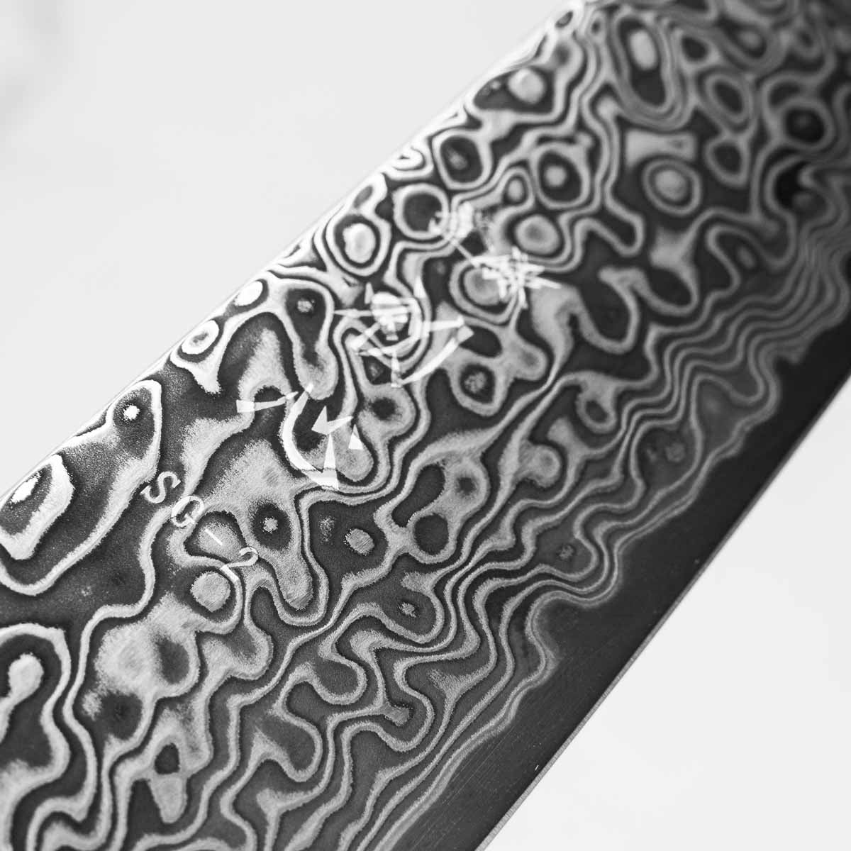 Hatsukokoro Ryuhyo Kurozome SG2 Damascus Petty 150mm - Persimmon - Image 5