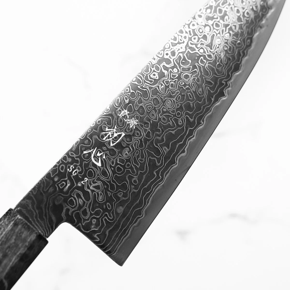 Hatsukokoro Ryuhyo Kurozome SG2 Damascus Santoku 180mm -  Maple Turquoise - Image 5
