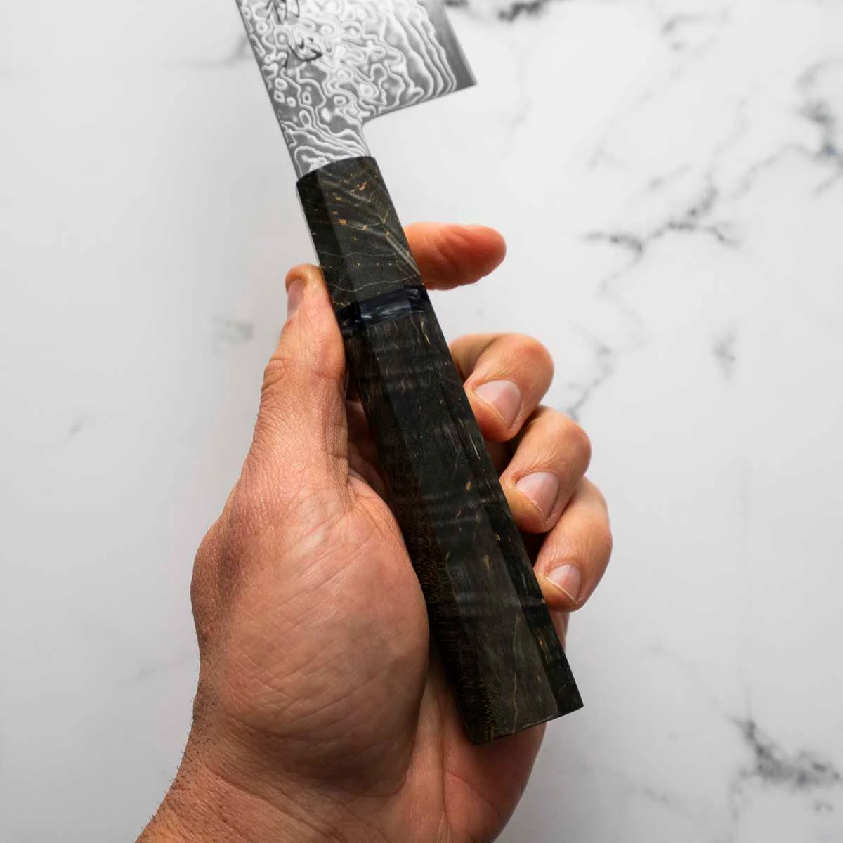 Hatsukokoro Ryuhyo SG2 Damascus Bunka 180mm - Dark Maple - Image 7