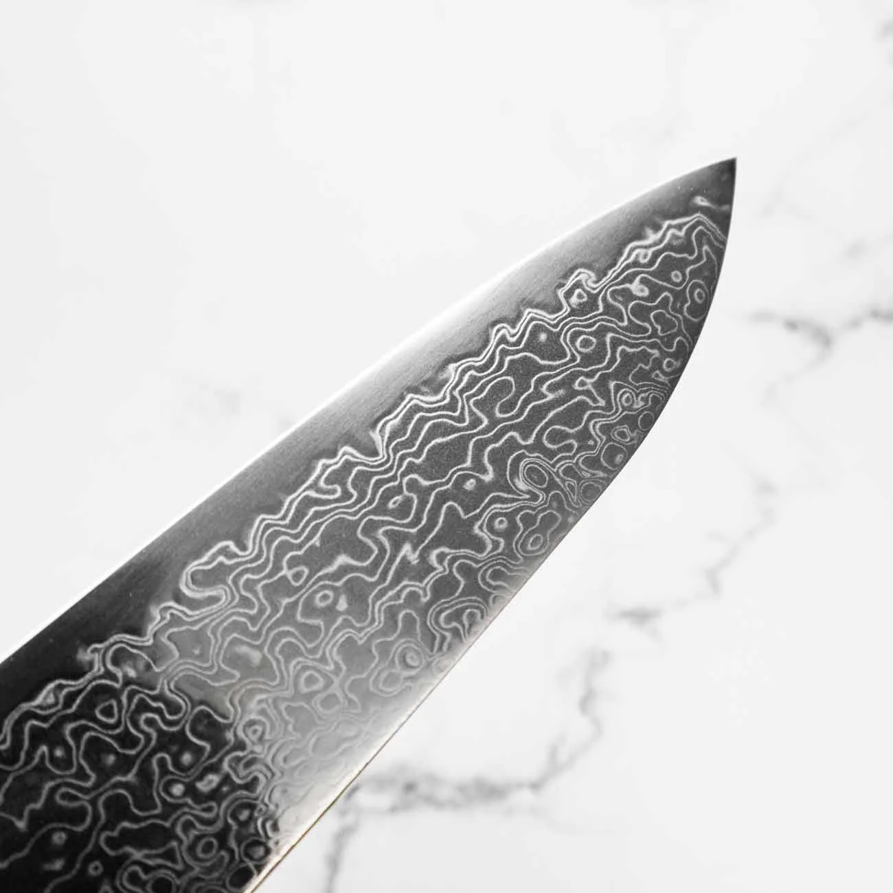 Hatsukokoro Ryuhyo SG2 Damascus Gyuto 240mm - Dark Maple - Image 5