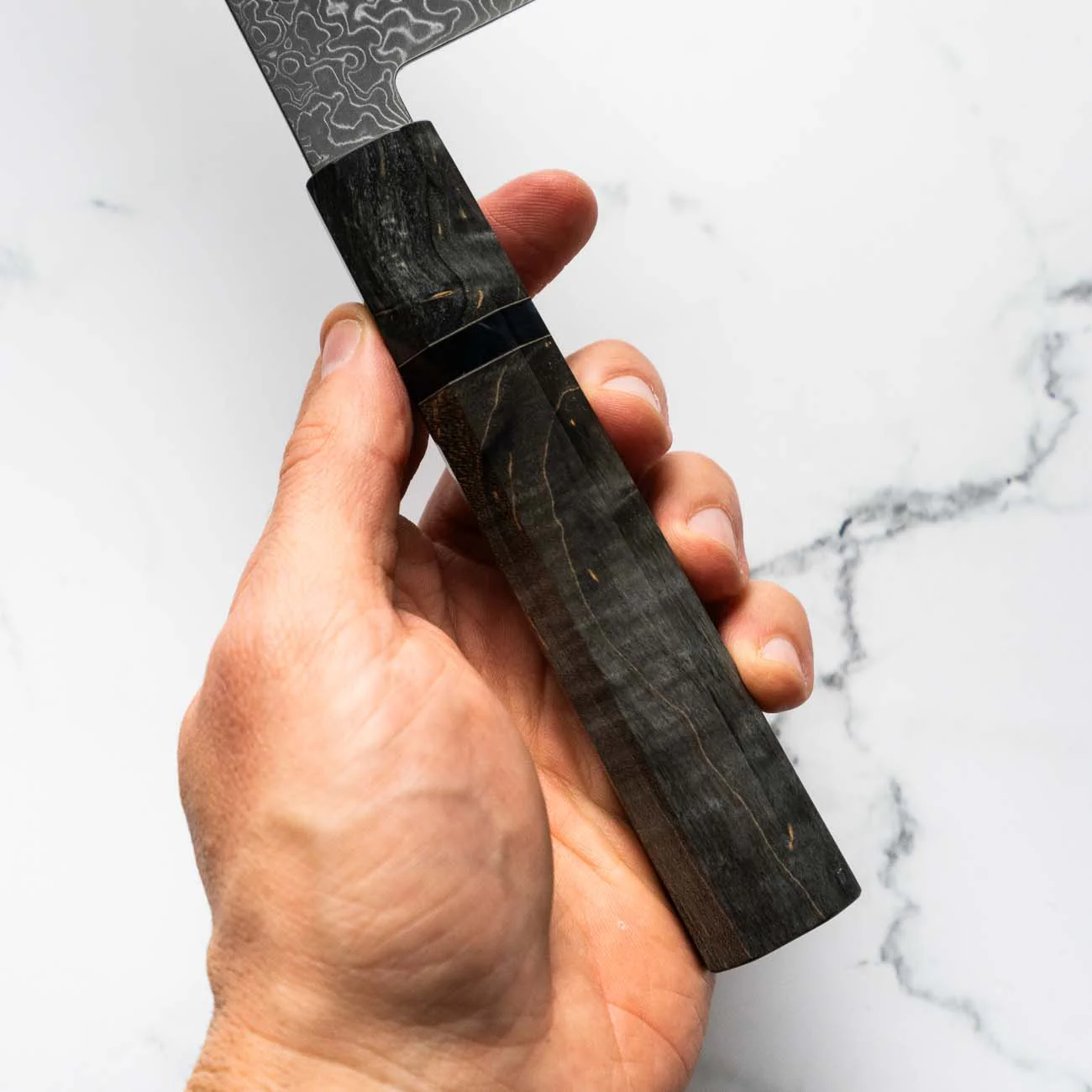 Hatsukokoro Ryuhyo SG2 Damascus Gyuto 240mm - Dark Maple - Image 6