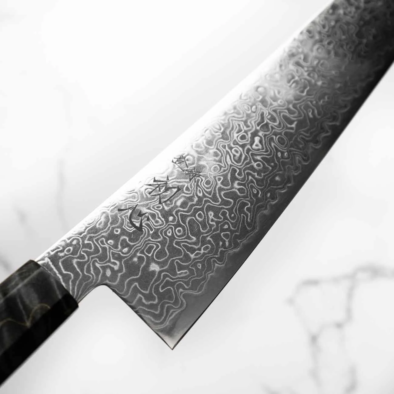 Hatsukokoro Ryuhyo SG2 Damascus Kiritsuke Gyuto 210mm -  Dark Maple - Image 5