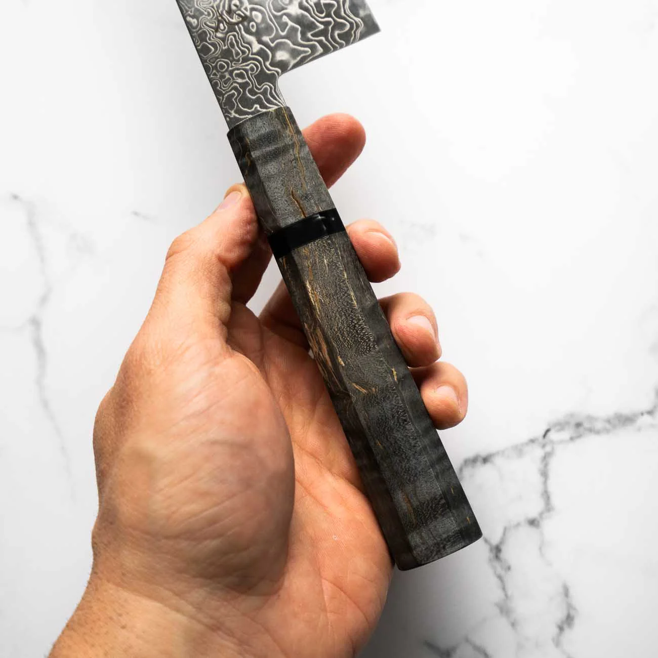Hatsukokoro Ryuhyo SG2 Damascus Kiritsuke Gyuto 240mm - Dark Maple - Image 7