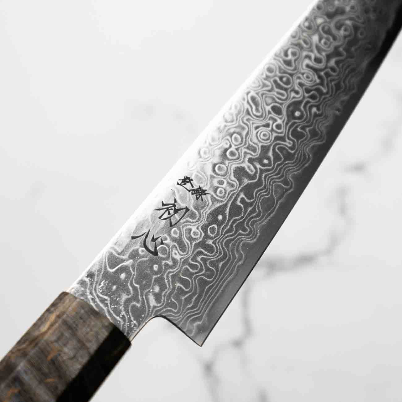 Hatsukokoro Ryuhyo SG2 Damascus Petty 150mm - Dark Maple - Image 5