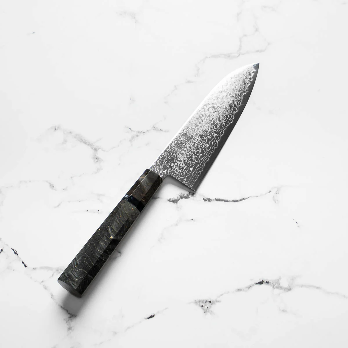 Hatsukokoro Ryuhyo SG2 Damascus Santoku 180mm -  Dark Maple - Image 2