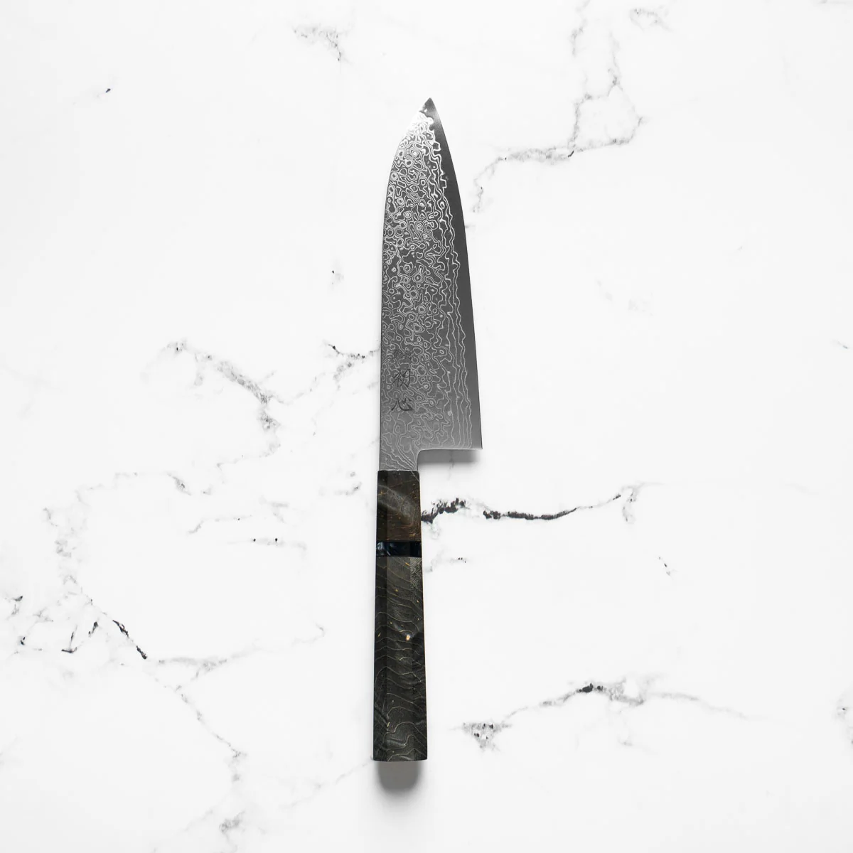 Hatsukokoro Ryuhyo SG2 Damascus Santoku 180mm -  Dark Maple - Image 3