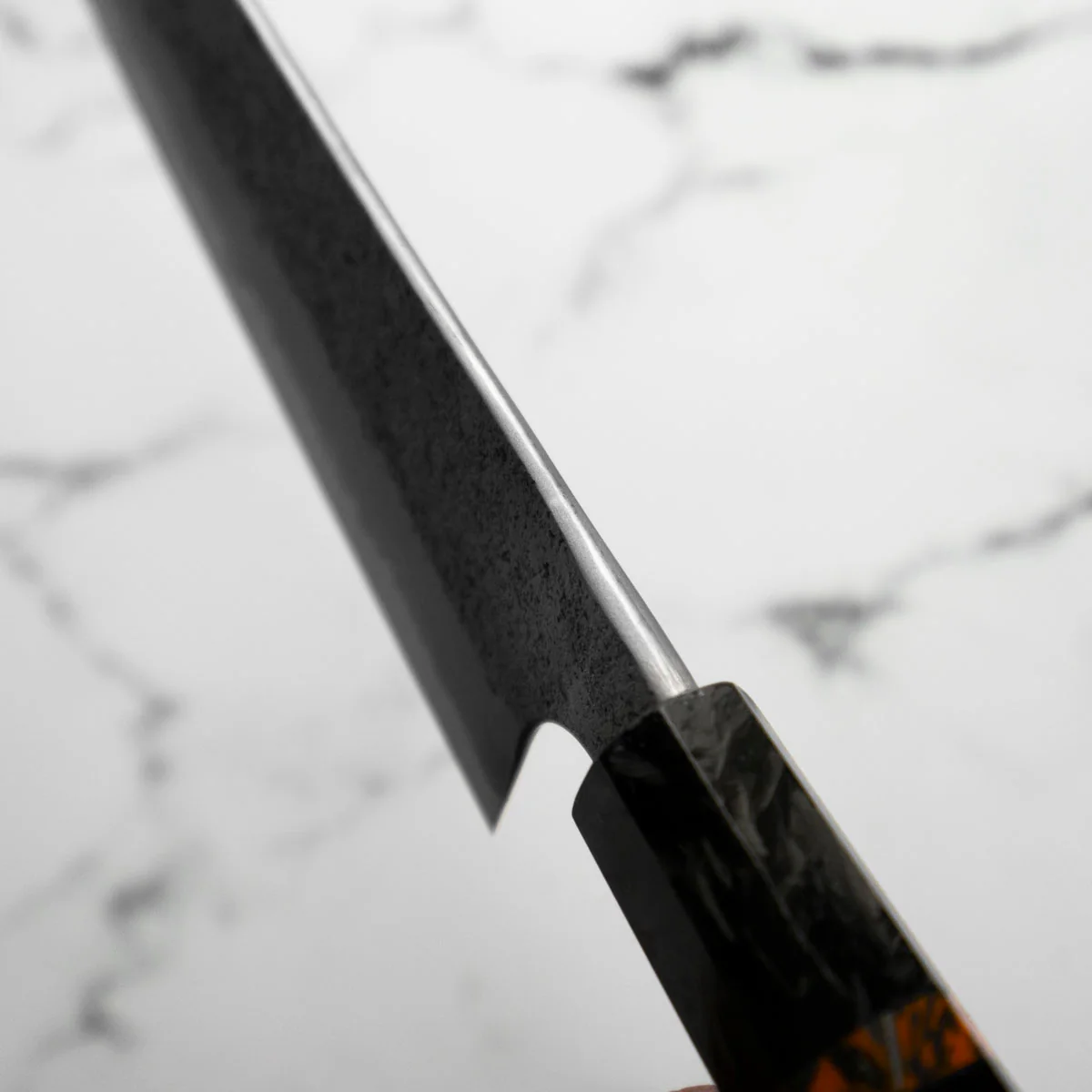 Hatsukokoro Ryusui Blue 2 Damascus Gyuto 210mm - Carbon Fibre - Image 7