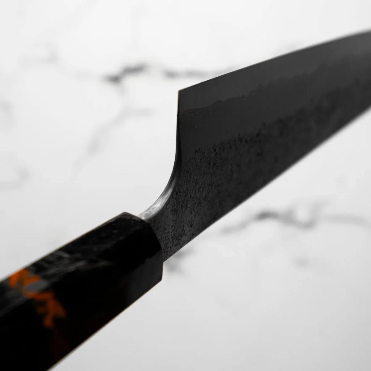 Hatsukokoro Ryusui Blue 2 Damascus Gyuto 210mm - Carbon Fibre - Image 8