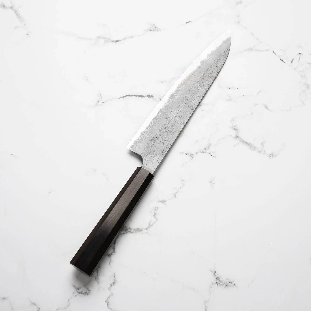 Hatsukokoro Ryusui Blue 2 Damascus Gyuto 240mm - Ebony - Image 2
