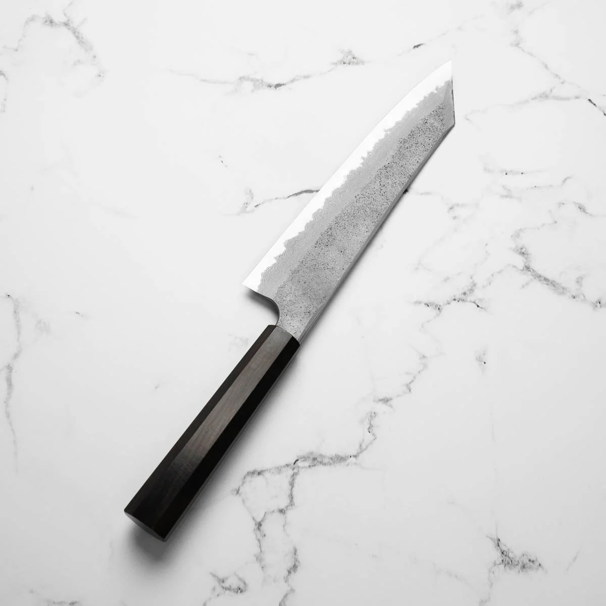 Hatsukokoro Ryusui Blue 2 Damascus Kiritsuke Gyuto 240mm - Ebony - Image 2