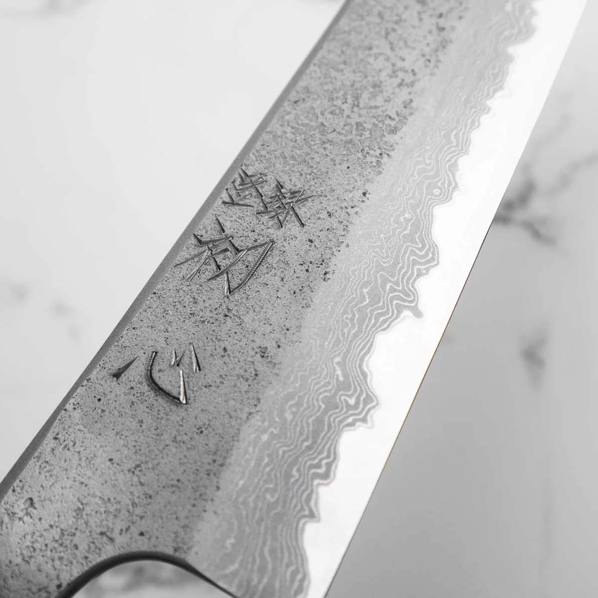 Hatsukokoro Ryusui Blue 2 Damascus Kiritsuke Gyuto 240mm - Ebony - Image 6