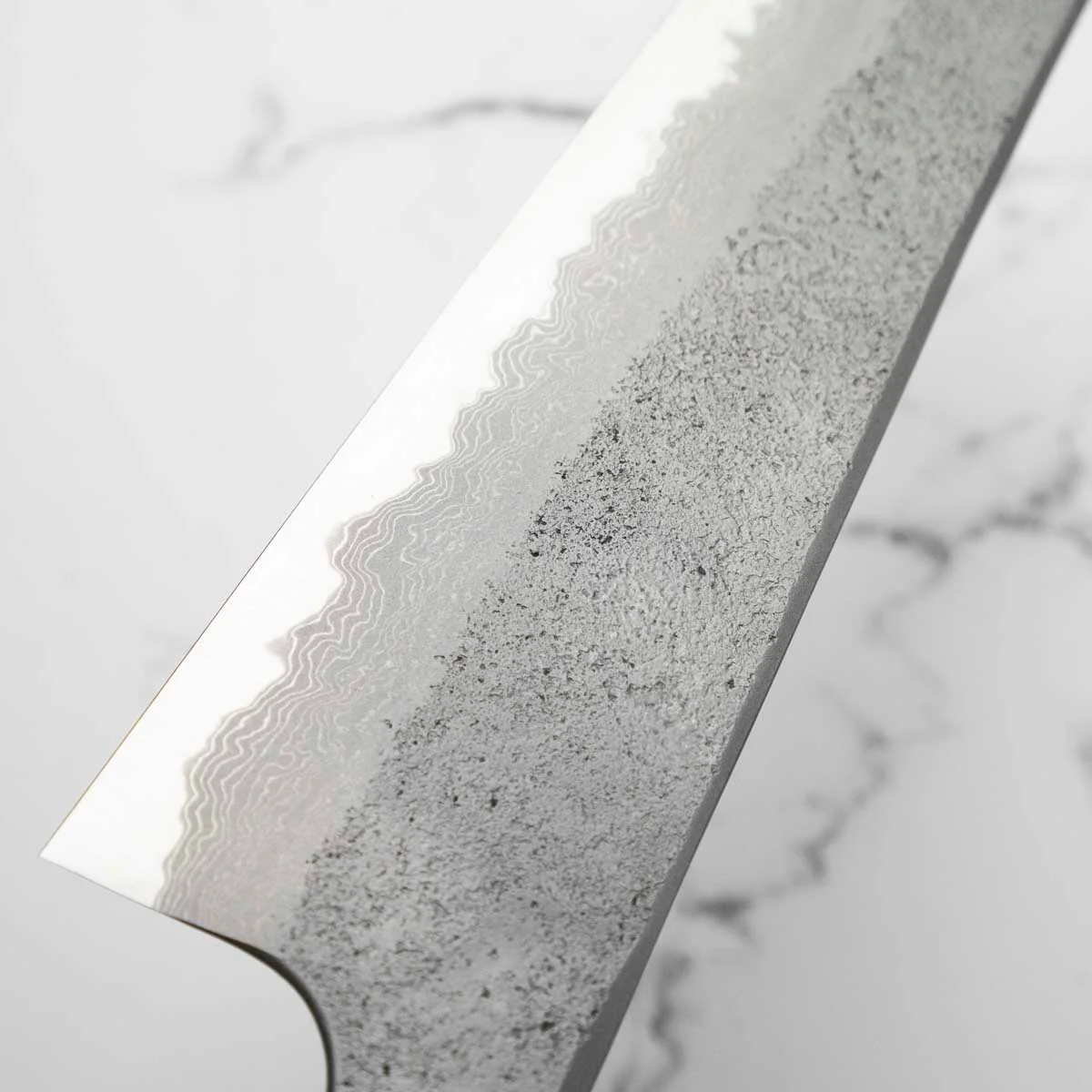 Hatsukokoro Ryusui Blue 2 Damascus Kiritsuke Gyuto 240mm - Ebony - Image 9