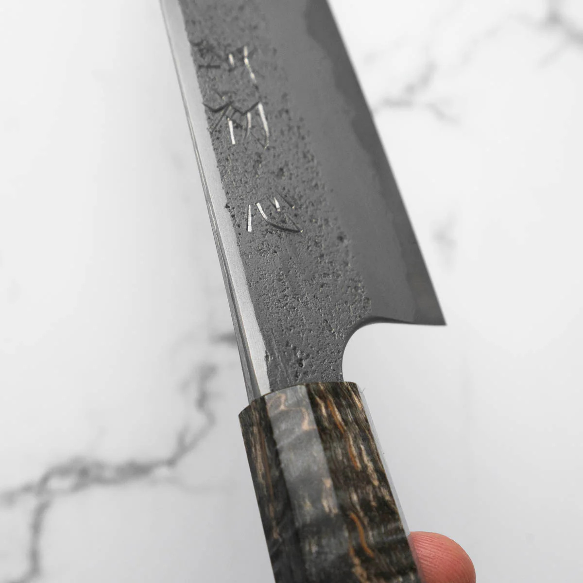 Hatsukokoro Ryusui Blue 2 Damascus Kiritsuke Gyuto 210mm - Dark Maple - Image 10