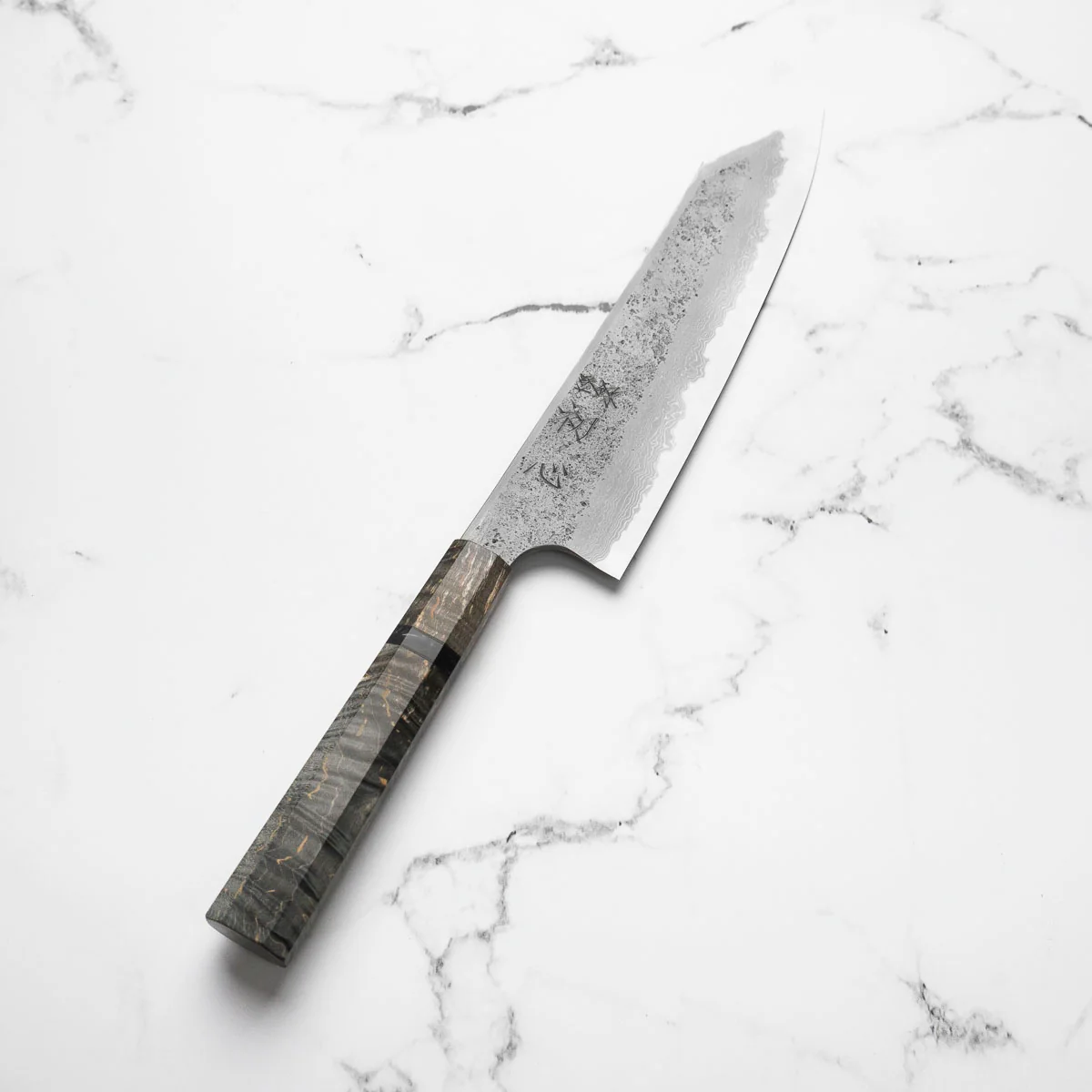 Hatsukokoro Ryusui Blue 2 Damascus Kiritsuke Gyuto 210mm - Dark Maple - Image 2