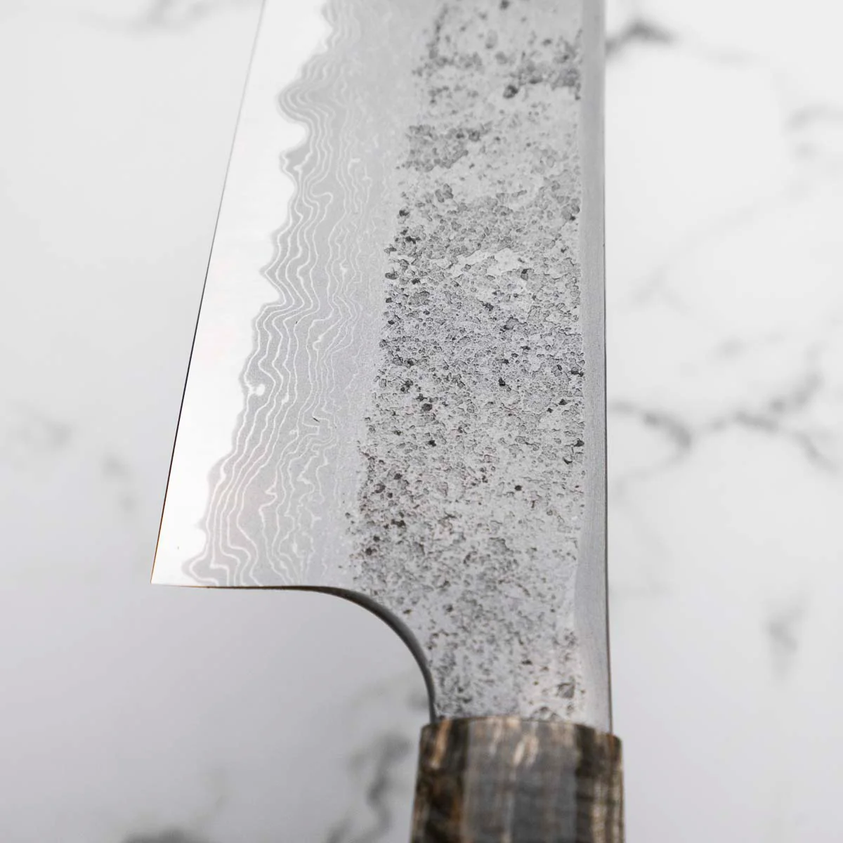 Hatsukokoro Ryusui Blue 2 Damascus Kiritsuke Gyuto 210mm - Dark Maple - Image 6